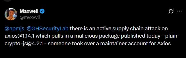 Malicious Axios Release Sparks Fears