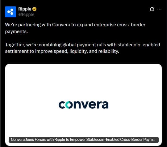 Convera Ripple Form Strategic Collaboration
