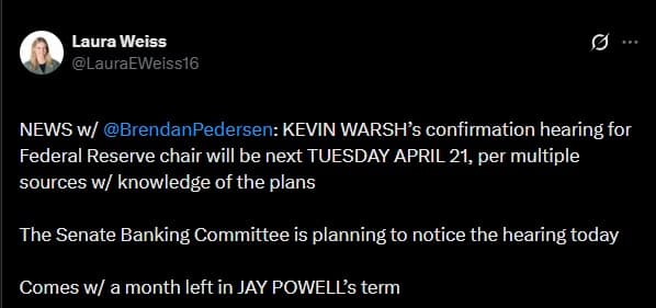 Chair Nominee Kevin Warsh Heads to Senate