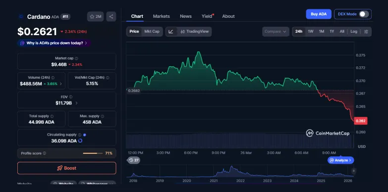 Cardano Pulls Back: Heavy Volume Signals Profit-Taking