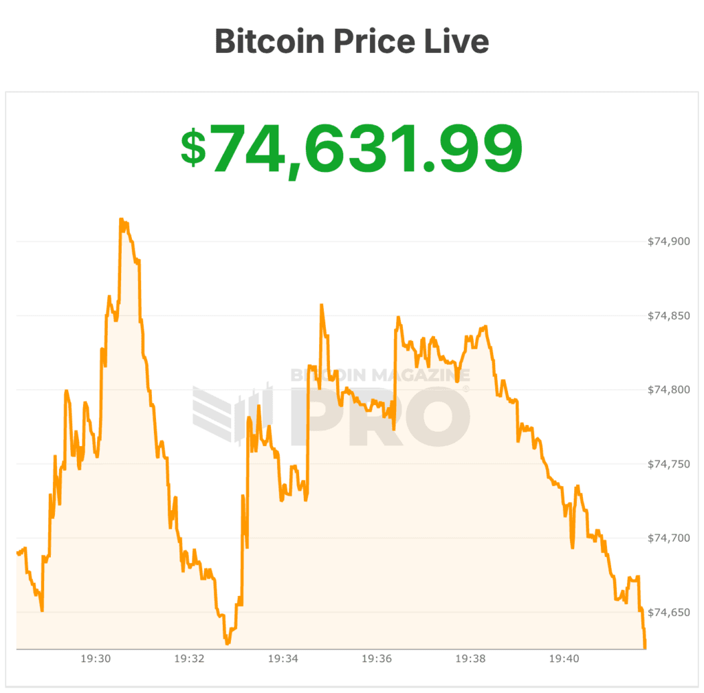 Bitcoin Price Skyrockets Near $75,000