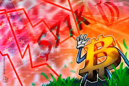 Bitcoin Price Falls Under $71K as US-Iran Tensions Rise